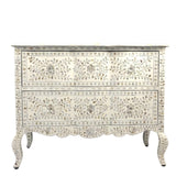 Mother of Pearl Inlay French 2 Drawer Chest : Floral : White
