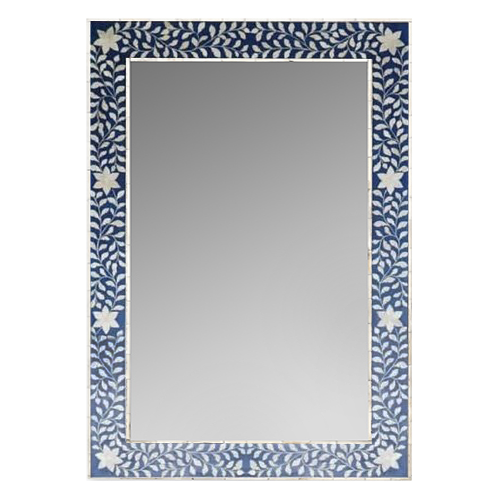 Bone Inlay Rectangular Mirror : Indigo