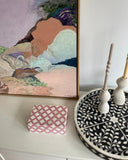 Bone Inlay Round Tray : Floral : Black