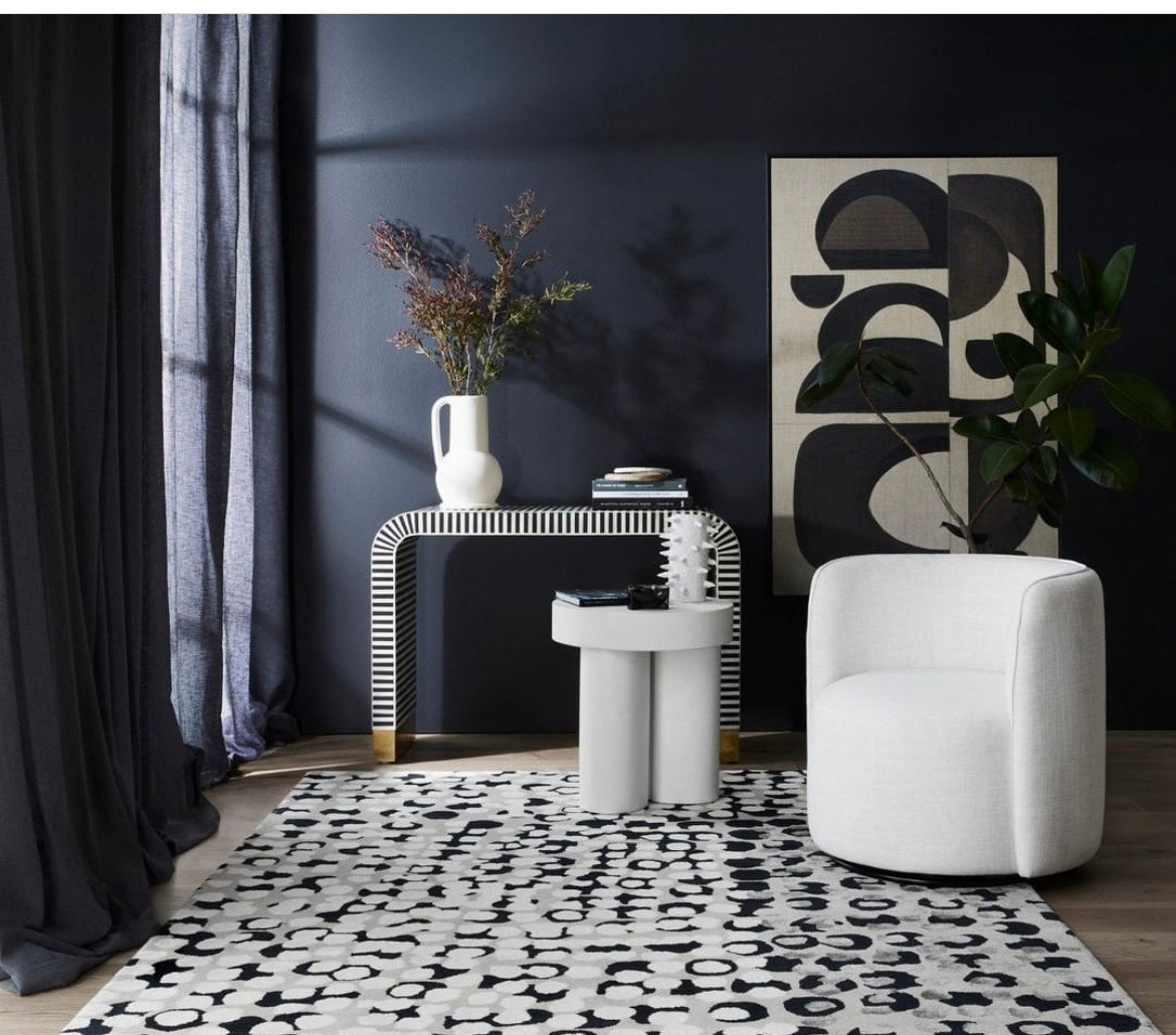 Bone Inlay Waterfall Console : Stripe : Black