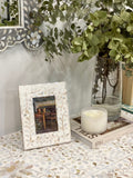 Mother of Pearl Inlay Floral Frame : White