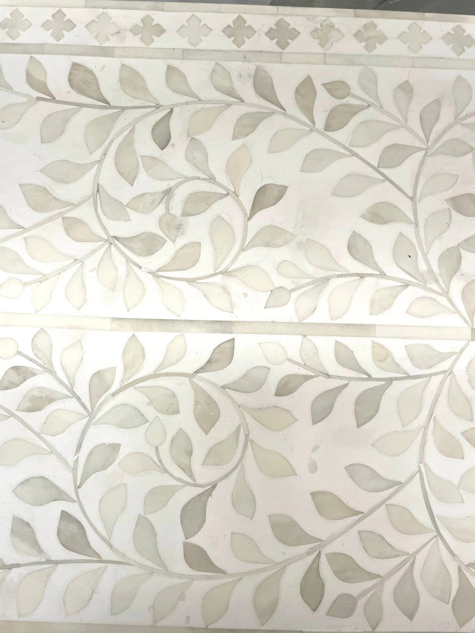 Bone Inlay Waterfall Console : Floral : White