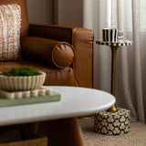 Bone Inlay Accent Table : Tri Square : Grey
