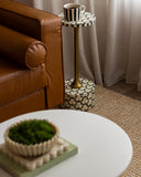 Bone Inlay Accent Table : Tri Square : Grey