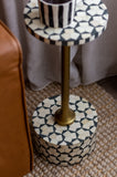 Bone Inlay Accent Table : Tri Square : Grey