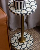 Bone Inlay Accent Table : Tri Square : Grey