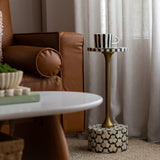 Bone Inlay Accent Table : Tri Square : Grey