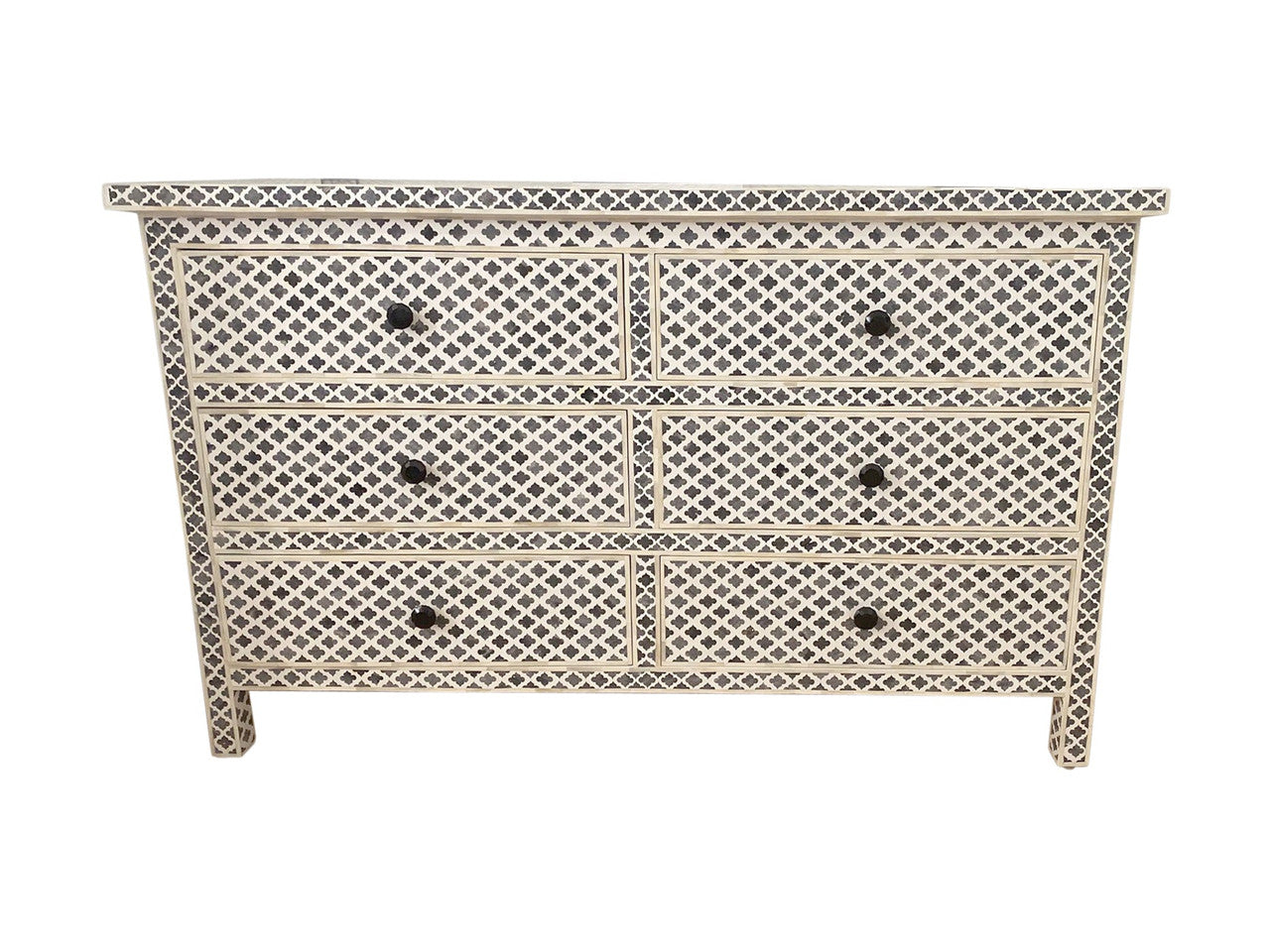 Dyed Bone Inlay 6 Drawer Chest : Moroccan : Grey