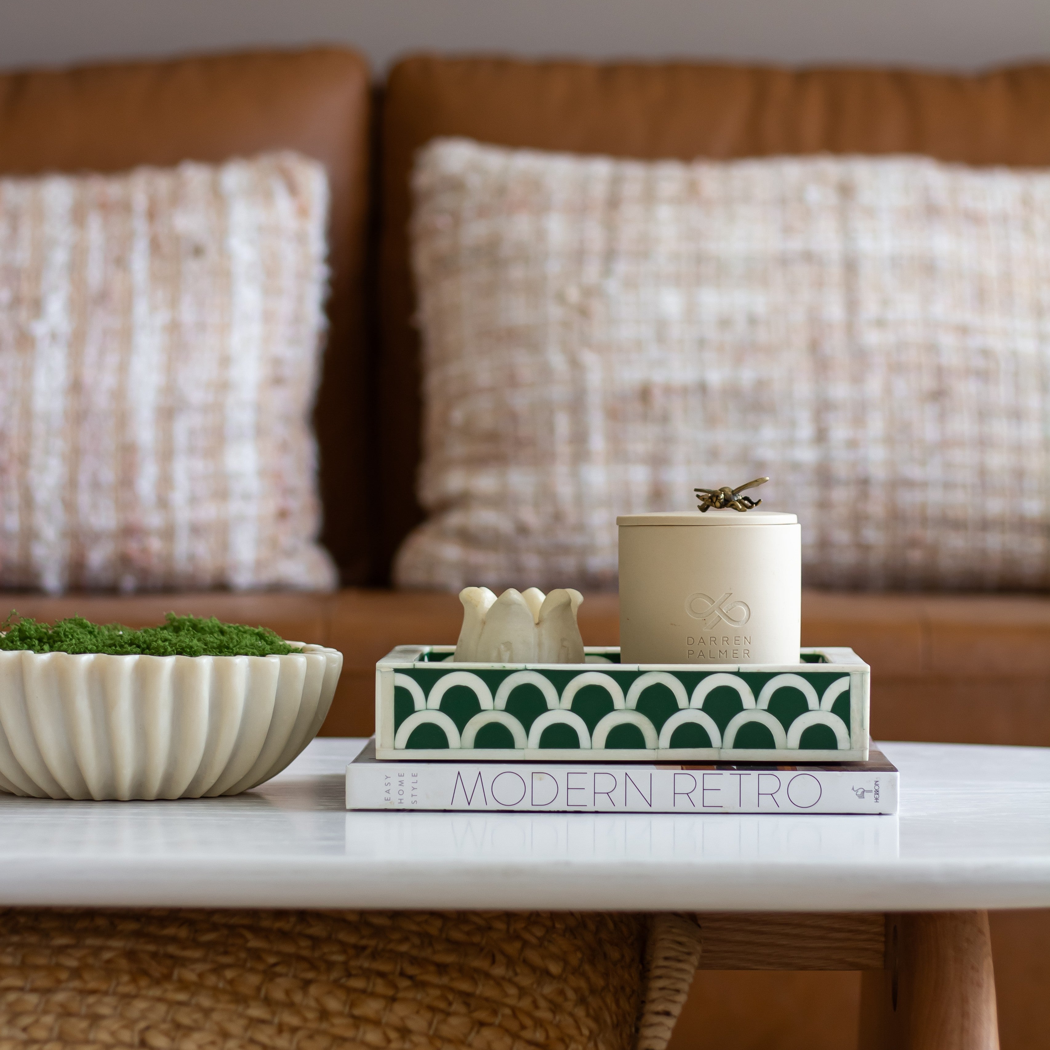 Bone Inlay Mini Tray : Scallop : Sage Green