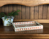 Bone Inlay Rectangular Tray : Floral : Orange