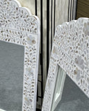 Mother of Pearl Inlay Crested Mirror : Floral : White