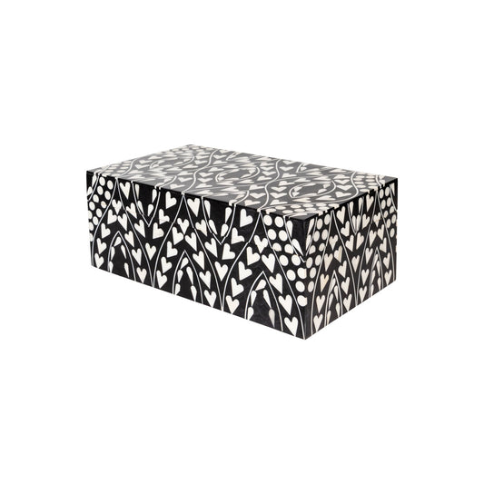 Bone Inlay Mid-Size Box : Heart : Black