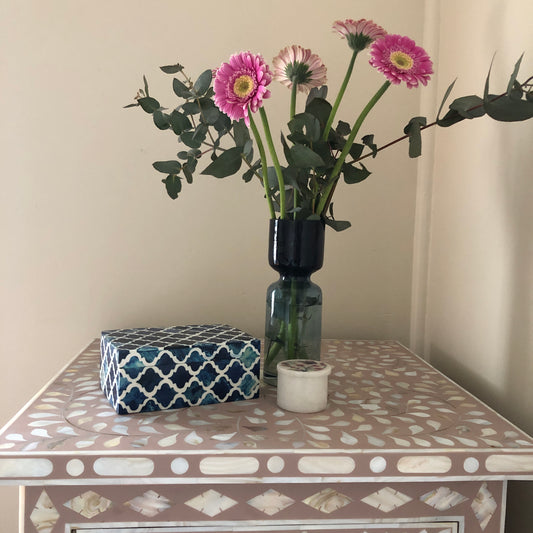 Bone Inlay Box : Moroccan : Blue