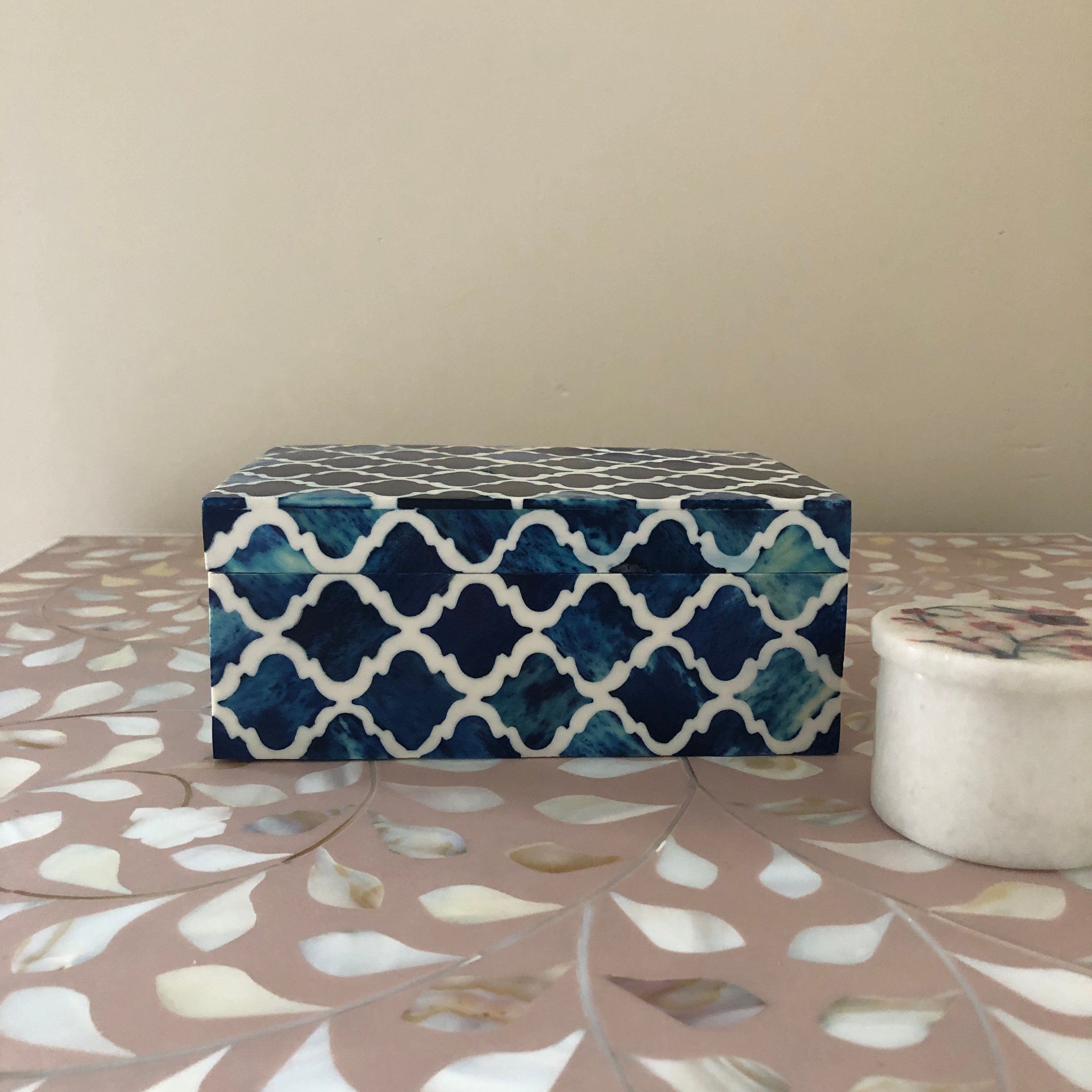 Bone Inlay Box : Moroccan : Blue