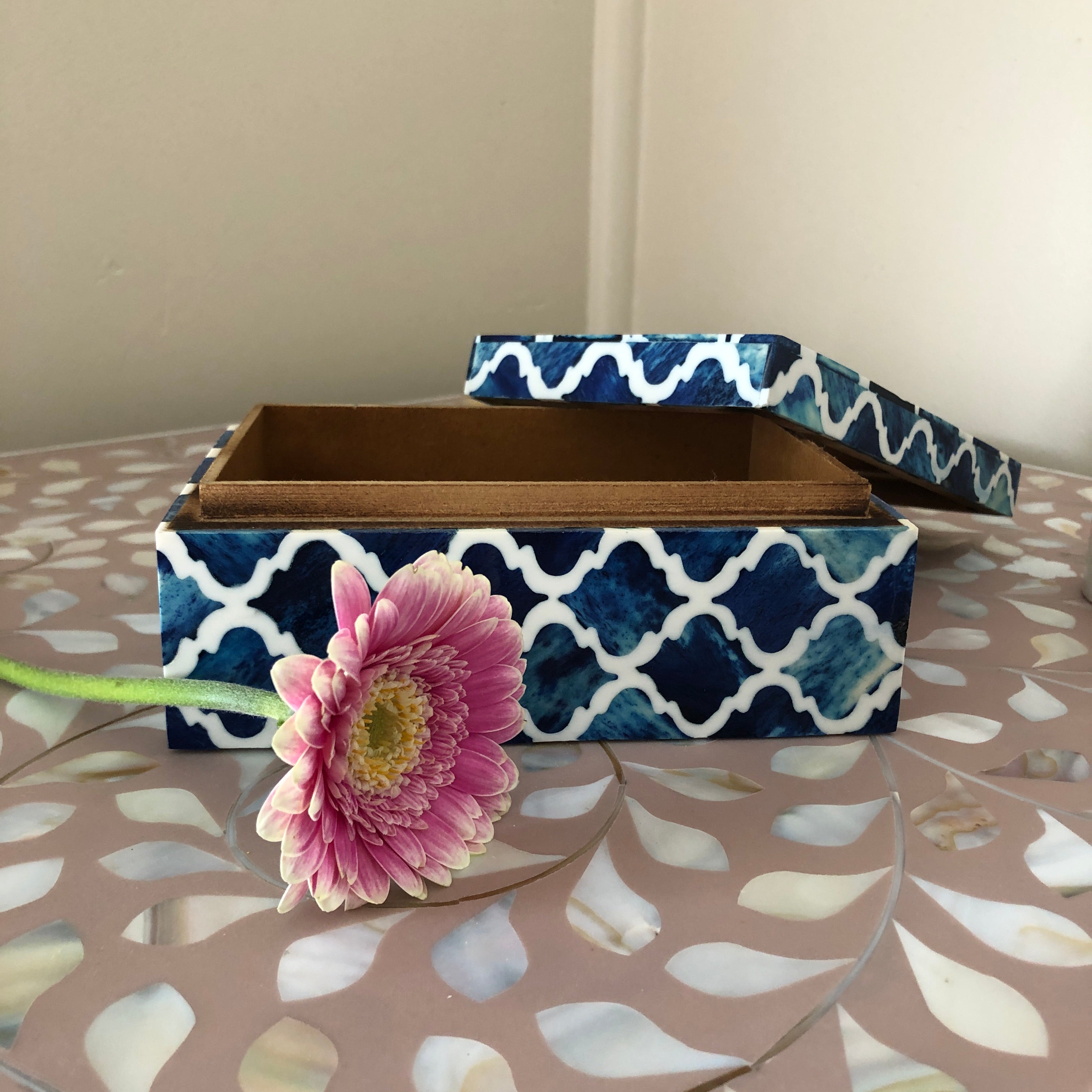 Bone Inlay Box : Moroccan : Blue