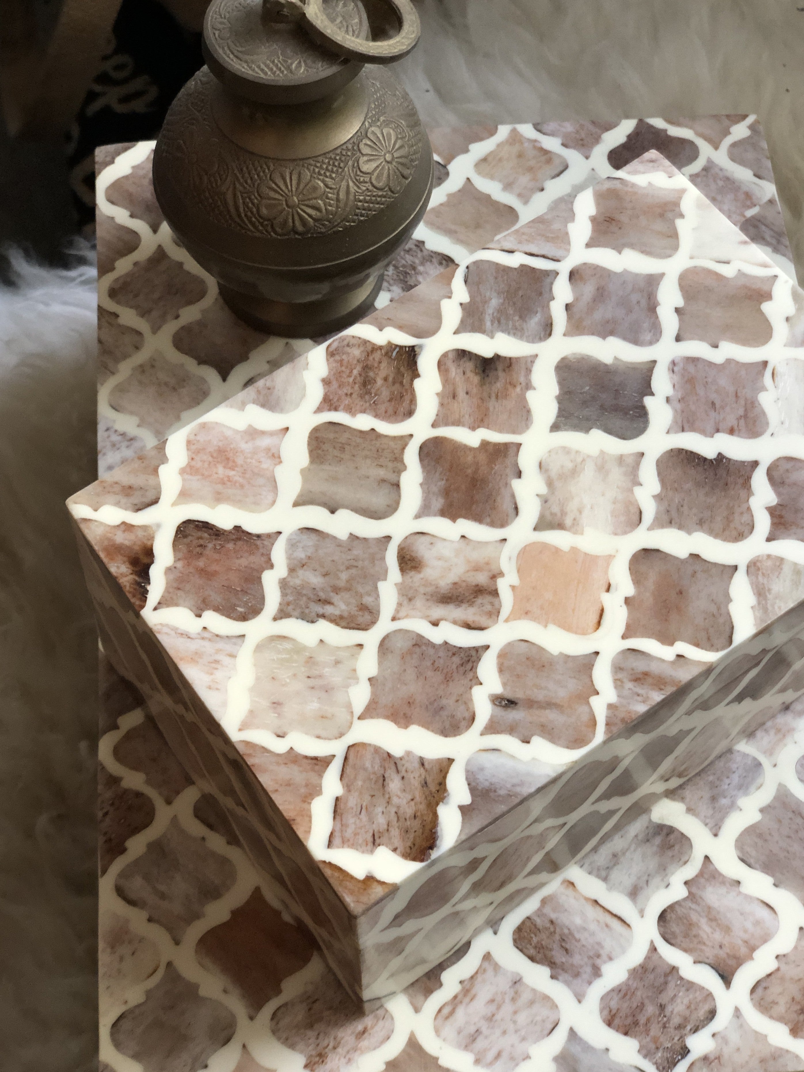 Bone Inlay Mid Size Box : Moroccan : Mocha Mousse