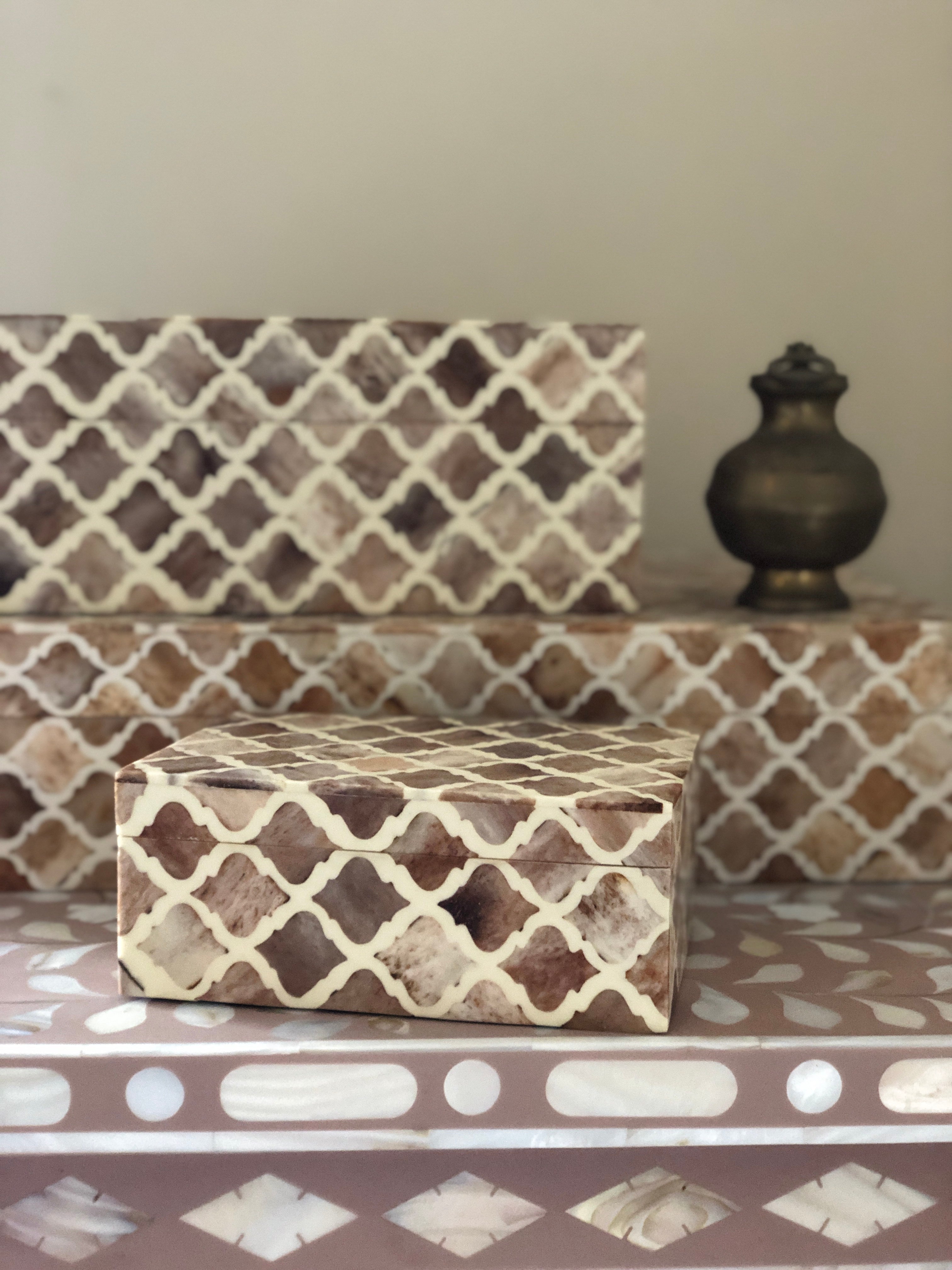 Bone Inlay Box : Moroccan : Mocha Mousse