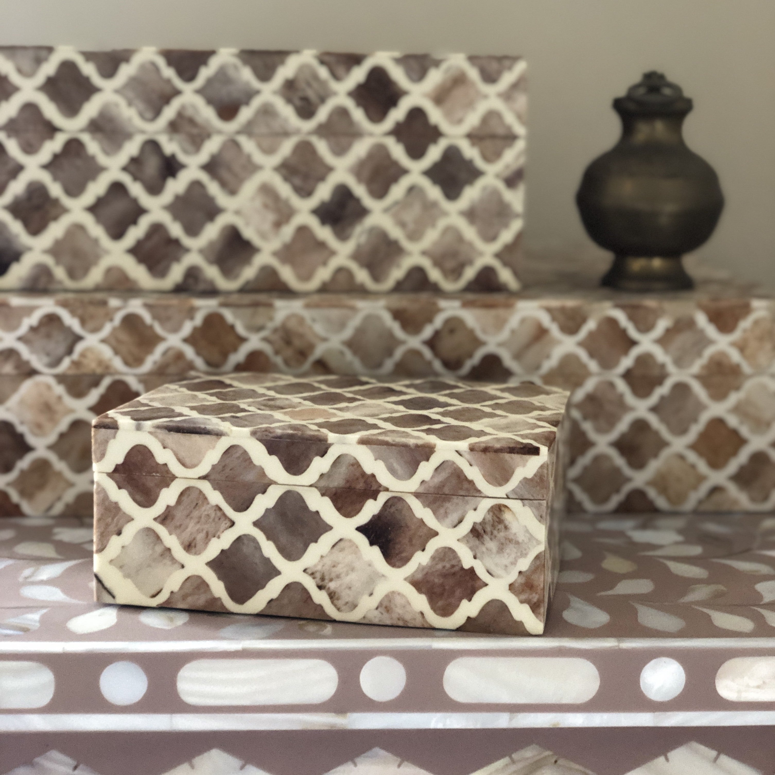 Bone Inlay Mid Size Box : Moroccan : Mocha Mousse