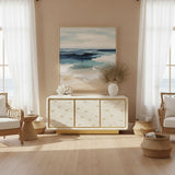 Bone Inlay 3 Door Buffet : Brickwork with Brass Accent : White