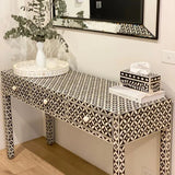 Bone Inlay Console/Desk in Starburst/Black