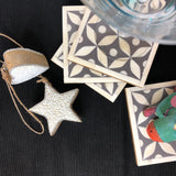 Bone Inlay Coasters (4) : Starburst : Charcoal