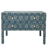Bone Inlay 2 Drawer Chest : Hearts : Teal