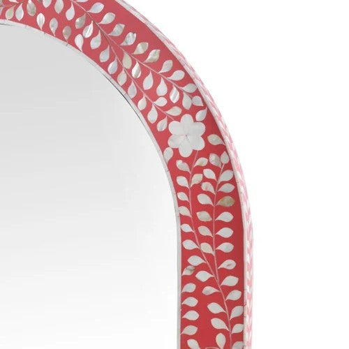Mother of Pearl Inlay Floor Mirror : Floral : Fuchsia