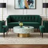 Mother of Pearl Inlay Round Coffee Table : Lady's Bedstraw : Jade Green