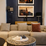 Bone Inlay Round Coffee Table (with castors) : Staccato : Black