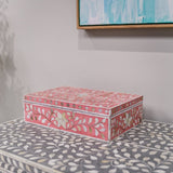 Mother of Pearl Inlay Large Box : Floral : Pink