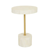 Bone Inlay Accent Table : Brickwork : White