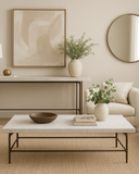 Bone Inlay Coffee Table wtih Antique Brass Legs : Pinstripe : Charcoal