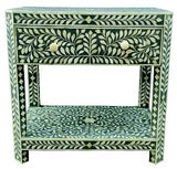 Bone Inlay Bedroom Suite : Floral : Grey (1 Chest & 2 Bedsides)