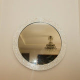Mother of Pearl Inlay Round Mirror : Floral : White