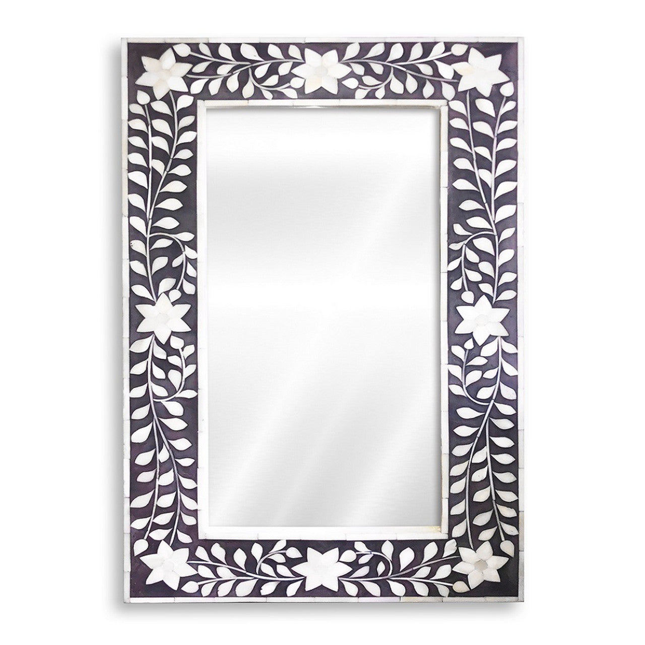 Bone Inlay Rectangular Mirror : Grey