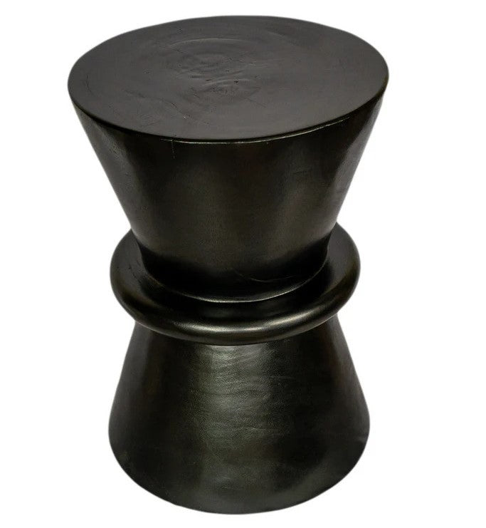 Hourglass Timber Sculptural Stool or Side Table : Black