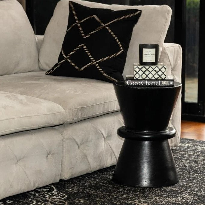 Hourglass Timber Sculptural Stool or Side Table : Black