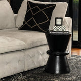 Hourglass Timber Sculptural Stool or Side Table : Black