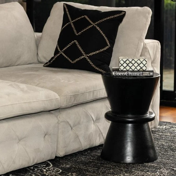 Hourglass Timber Sculptural Stool or Side Table : Black