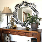 Mother of Pearl Inlay Twist Mirror in Black