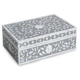 Mother of Pearl Inlay Large Box : Floral : Grey