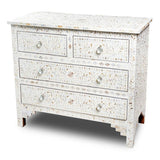 Mother of Pearl Inlay 4 Drawer Chest in White