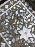 Mother of Pearl Inlay Rectangular Tray : Floral: Grey