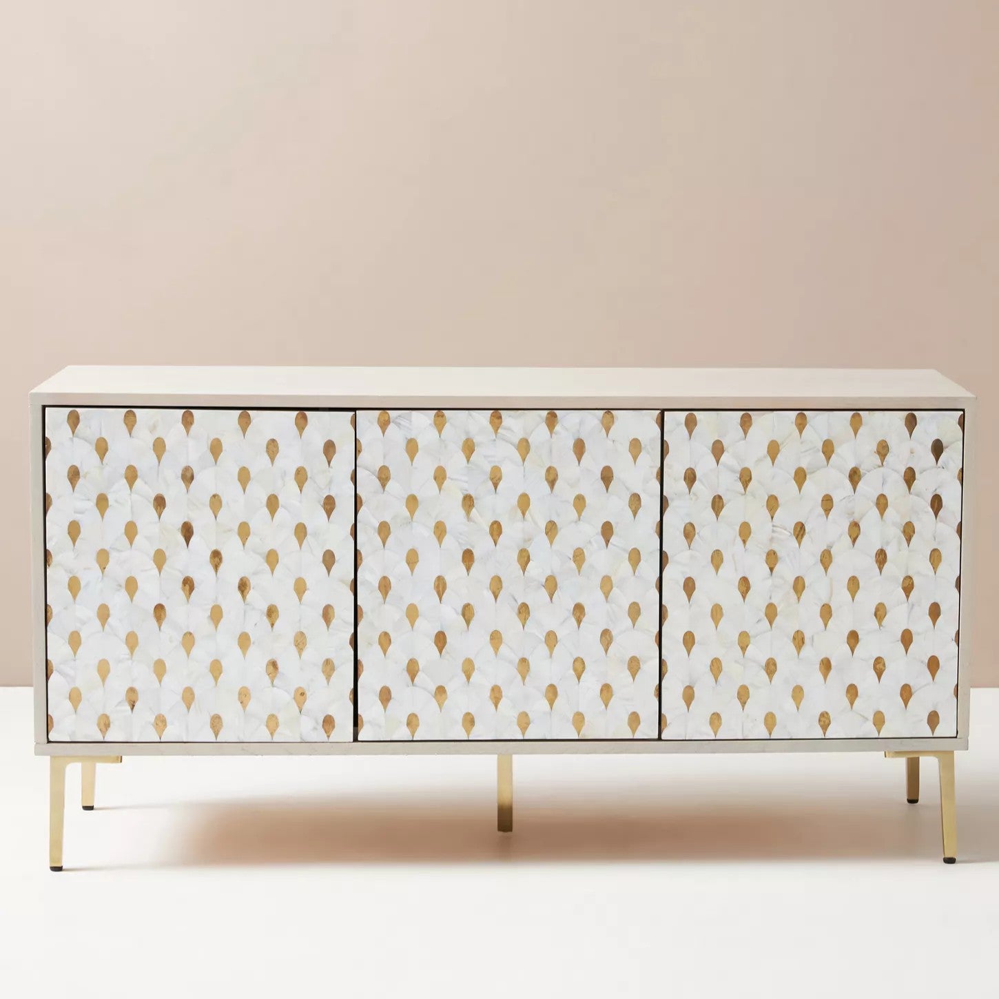 Sideboard with Mother of Pearl & Brass Foil Inlay Doors