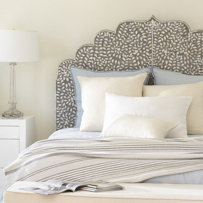 Bone or Mother of Pearl Inlay Scalloped Bedhead
