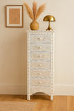 Mother of Pearl Inlay Tallboy : Floral : White