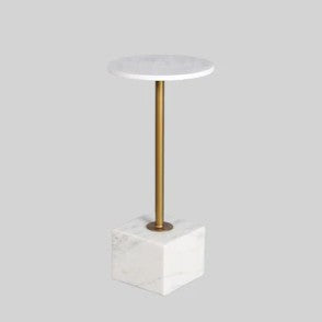 Marble Accent Table : White with Gold Stem