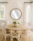 Bone Inlay Round Mirror : Natural & White