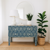 Bone Inlay 2 Drawer Chest : Hearts : Teal