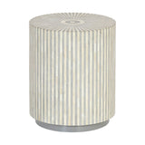 Bone Inlay Round Side Table : Stripe